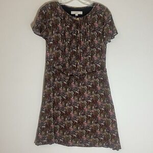 LOFT Dress Womens XS Multicolor Zoo Monkey Animal Whimsical Fun Sundress Classic